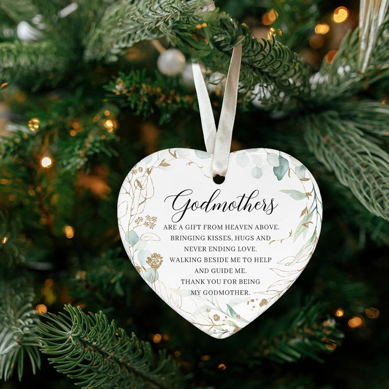 TEEBIM Godmother Christmas Ornament - Godmother Ornaments from Godchild - Godmom Gifts for Christmas from Godchild - Ceramic Hanging Ornament 2025 - Image 5